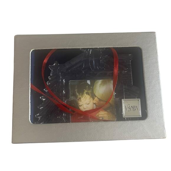 NEW Mikasa Winter Magic Chalet Photo Frame Ornament 3" Lead Crystal Germany - Picture 2 of 6